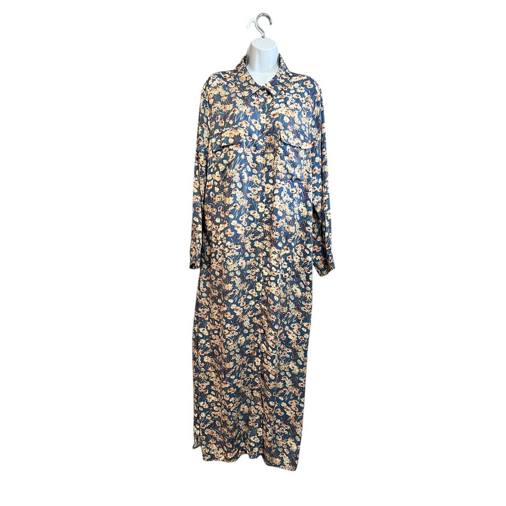 Haute Hippie‎ Tribe Woven Button Front Floral Shirt Dress Sz XL Women's